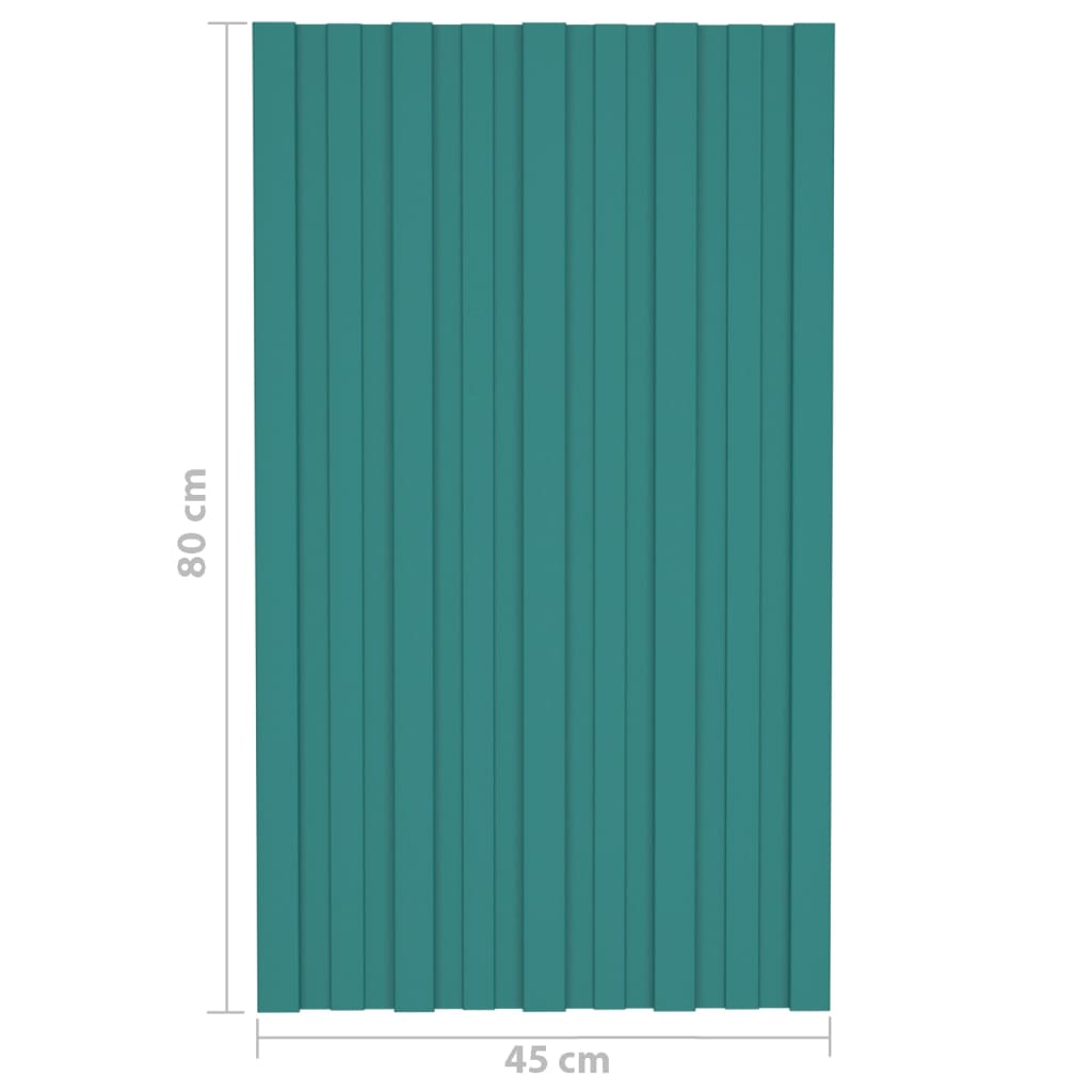 vidaXL Roof Panels 12 pcs Galvanised Steel Green 80x45 cm