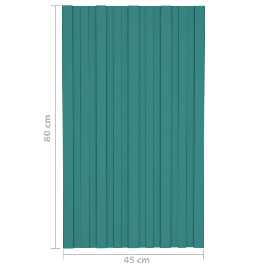 vidaXL Roof Panels 36 pcs Galvanised Steel Green 80x45 cm