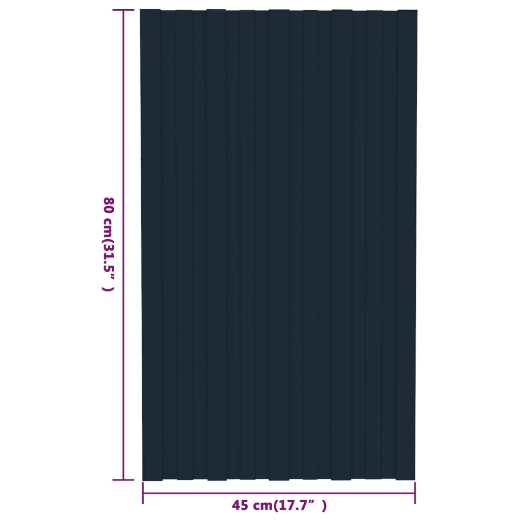 vidaXL Roof Panels 12 pcs Galvanised Steel Anthracite 80x45 cm