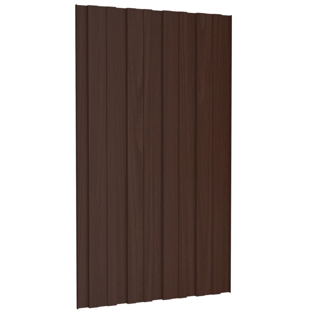 vidaXL Roof Panels 12 pcs Galvanised Steel Brown 80x45 cm