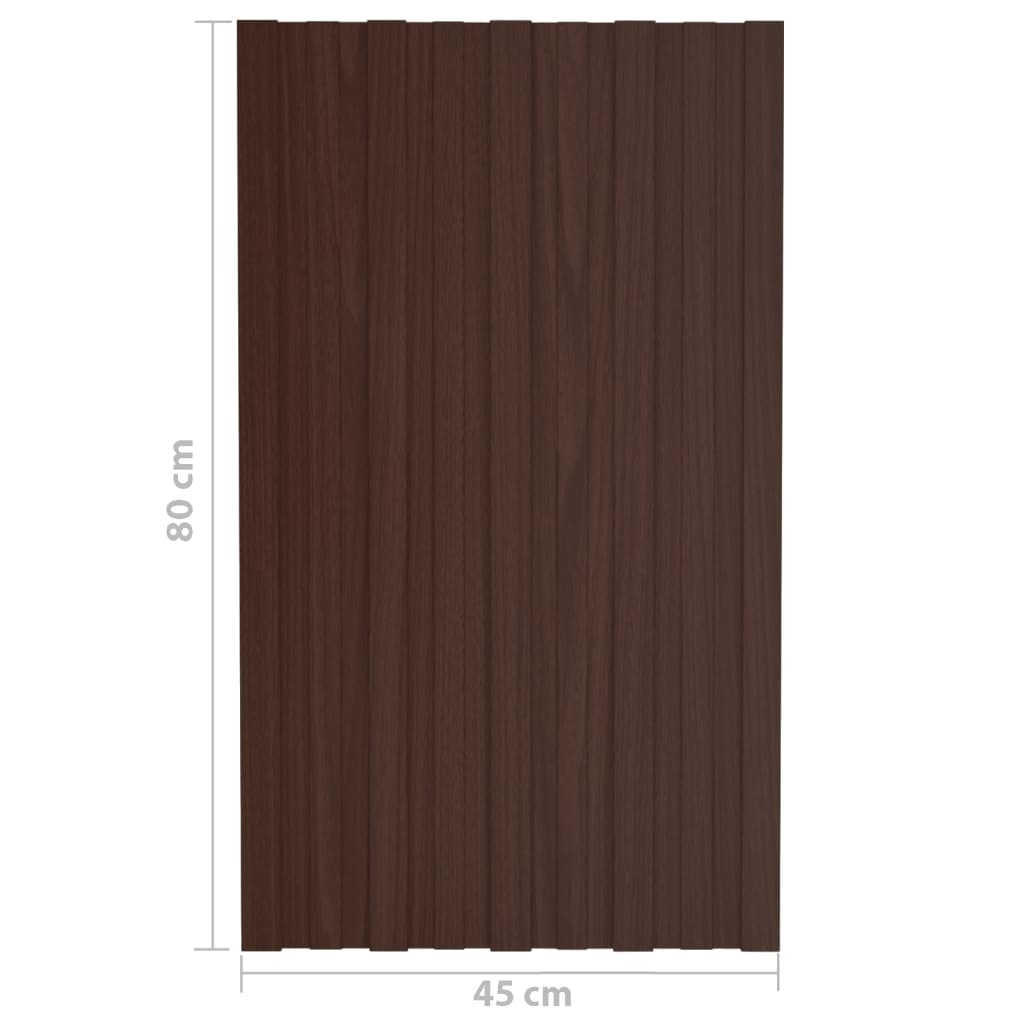 vidaXL Roof Panels 12 pcs Galvanised Steel Brown 80x45 cm