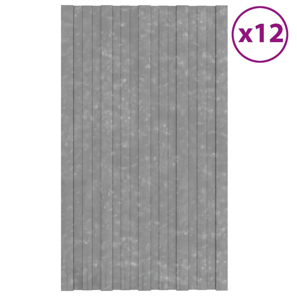 vidaXL Roof Panels 12 pcs Galvanised Steel Silver 80x45 cm