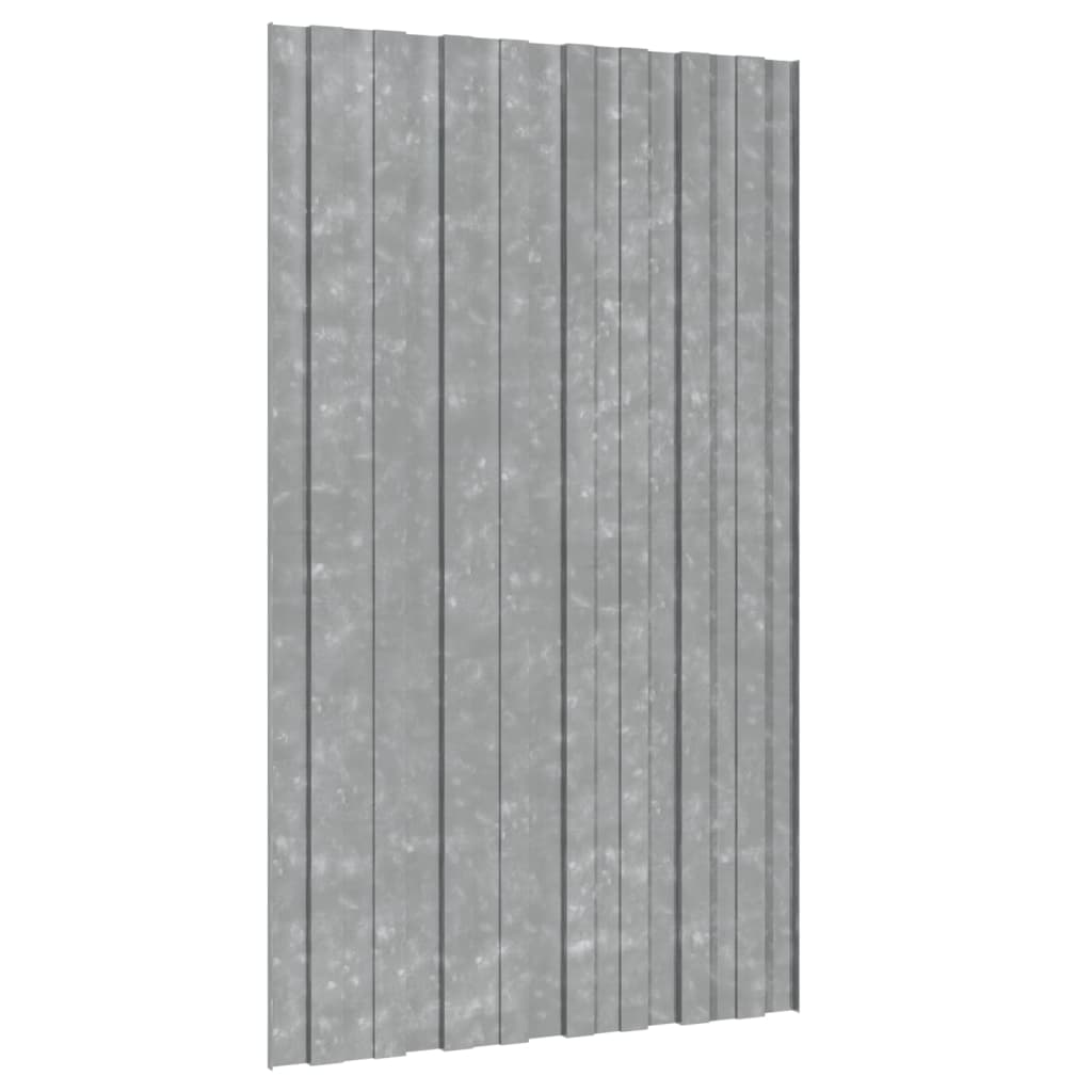 vidaXL Roof Panels 12 pcs Galvanised Steel Silver 80x45 cm