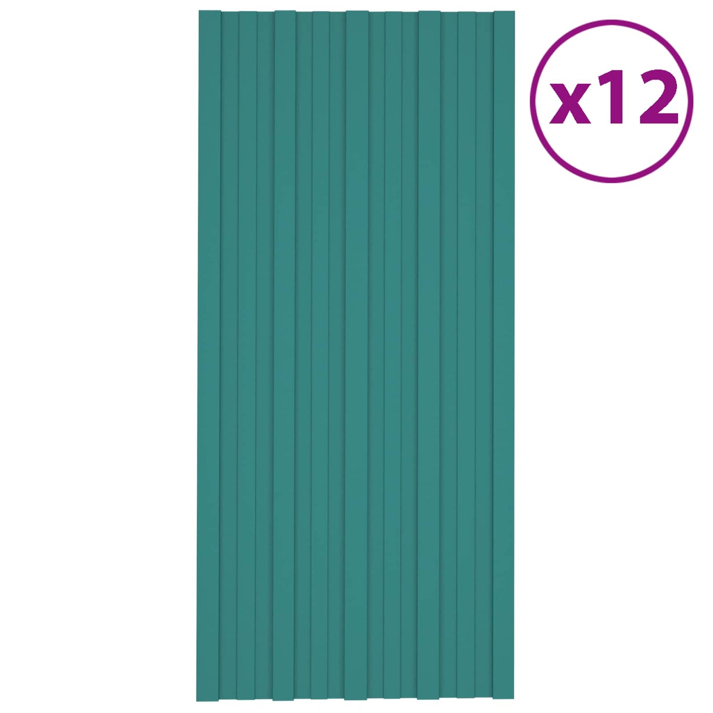 Roof Panel 12 pcs Green 100 x 45 cm Galvanised steel