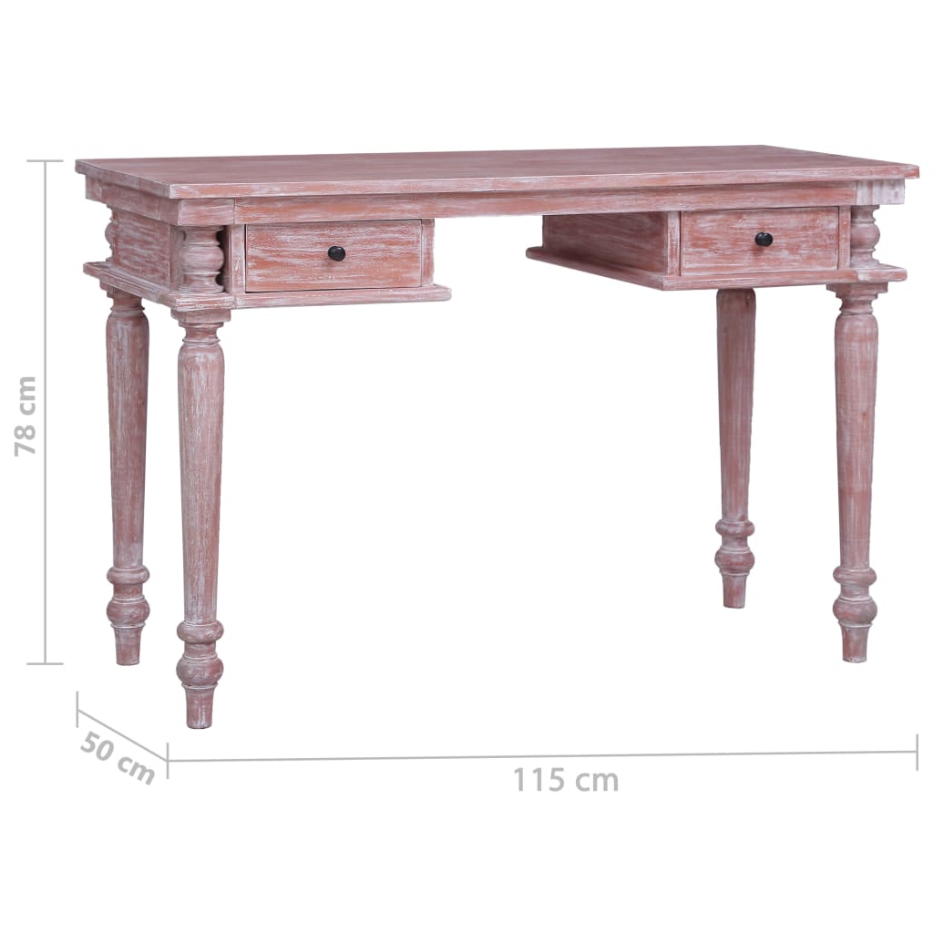 vidaXL Desk 115x50x78 cm Solid Mahogany Wood