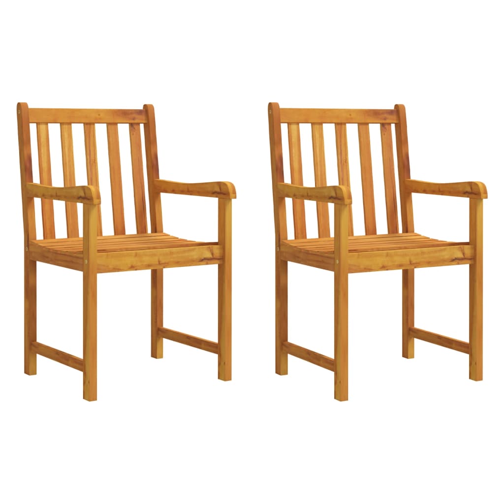 Garden chairs 2 pcs Natural Solid Acacia Wood
