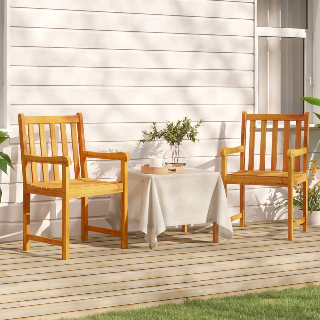 Garden chairs 2 pcs Natural Solid Acacia Wood