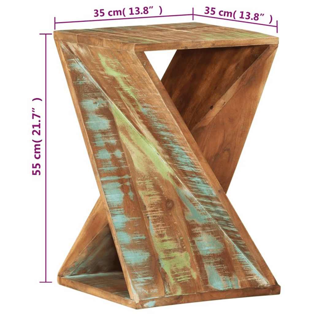 337995 vidaXL Side Table 35x35x55 cm Solid Wood Reclaimed