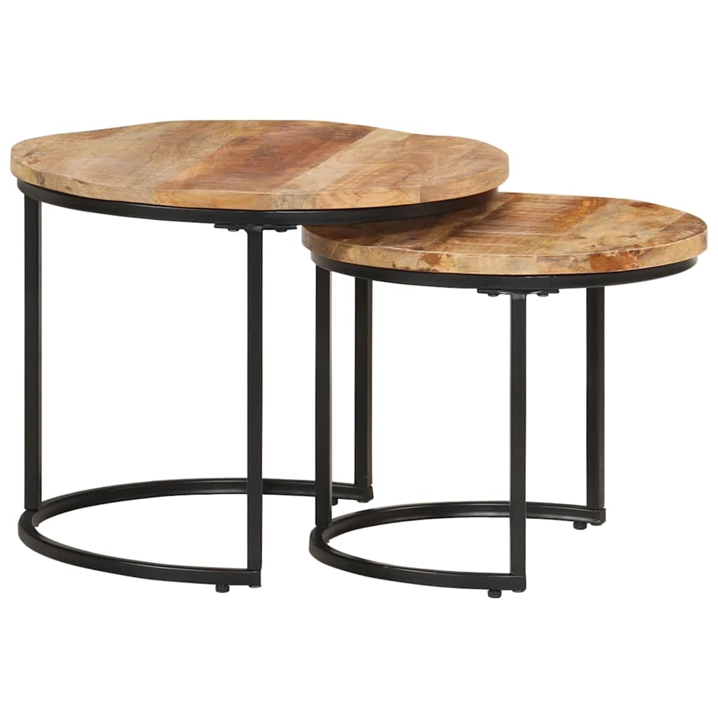 337999 vidaXL Nesting Tables 2 pcs Rough Mango Wood