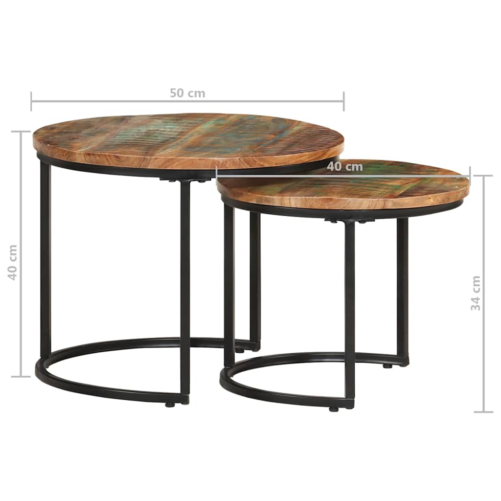 338000 vidaXL Nesting Tables 2 pcs Solid Reclaimed Wood
