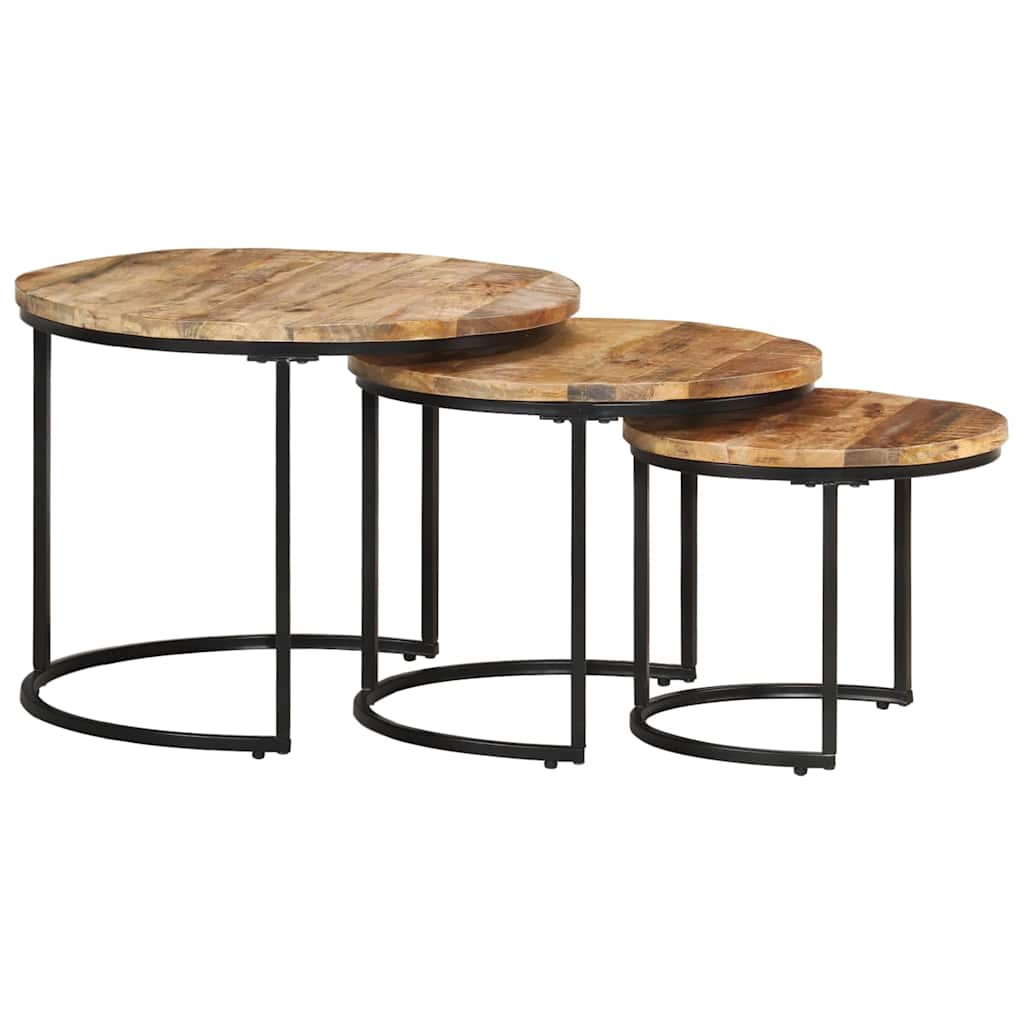 338002 vidaXL Nesting Tables 3 pcs Rough Mango Wood