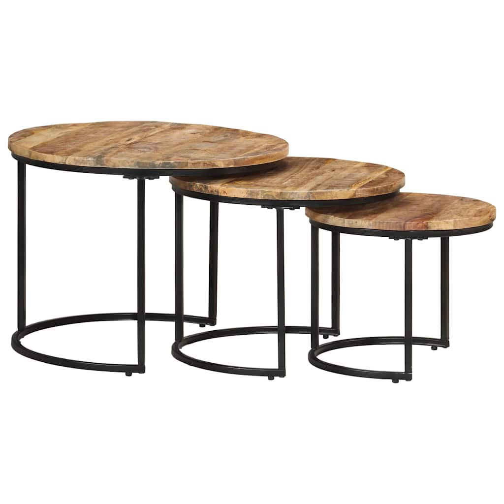 338002 vidaXL Nesting Tables 3 pcs Rough Mango Wood
