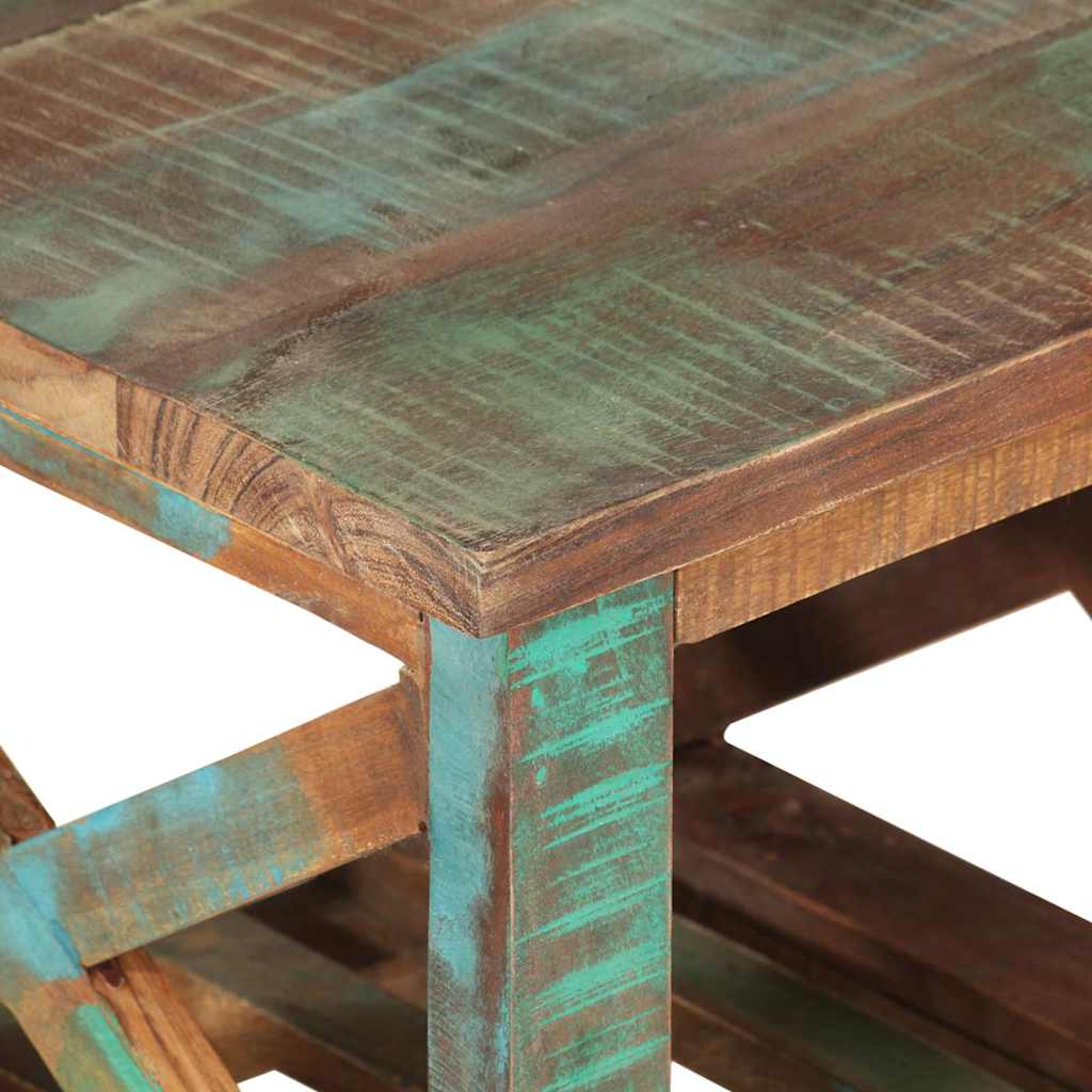 338005 vidaXL Side Table with Wheels 40x40x42 cm Solid Wood Reclaimed