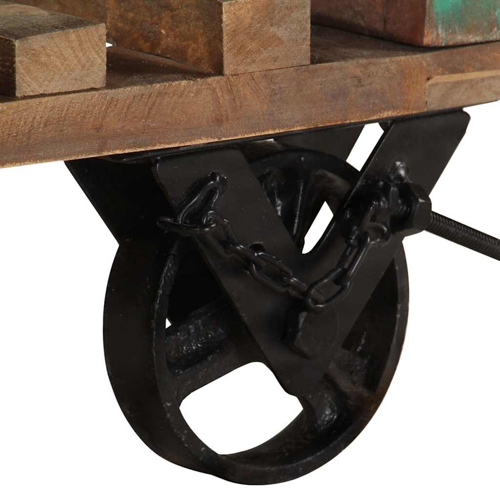 338005 vidaXL Side Table with Wheels 40x40x42 cm Solid Wood Reclaimed