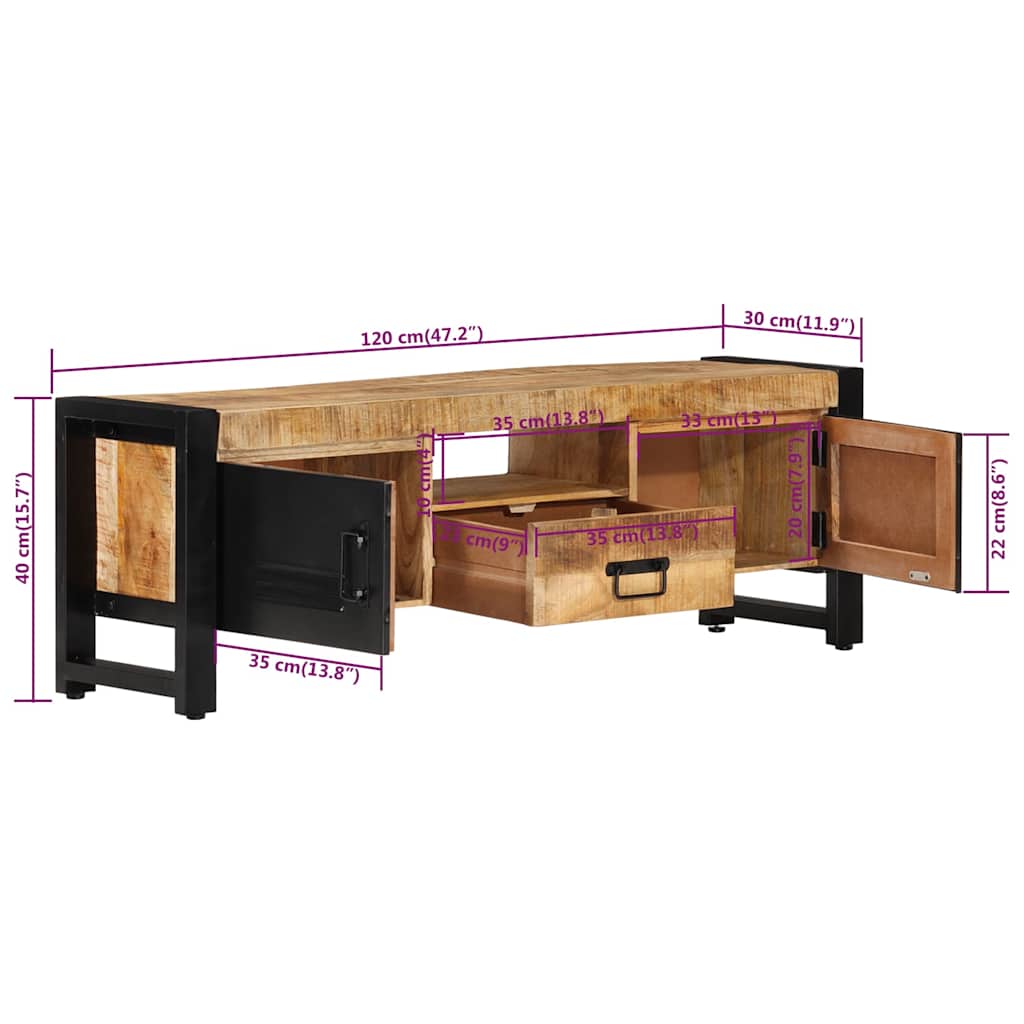 338222 vidaXL TV Cabinet 120x30x40 cm Solid Wood Mango