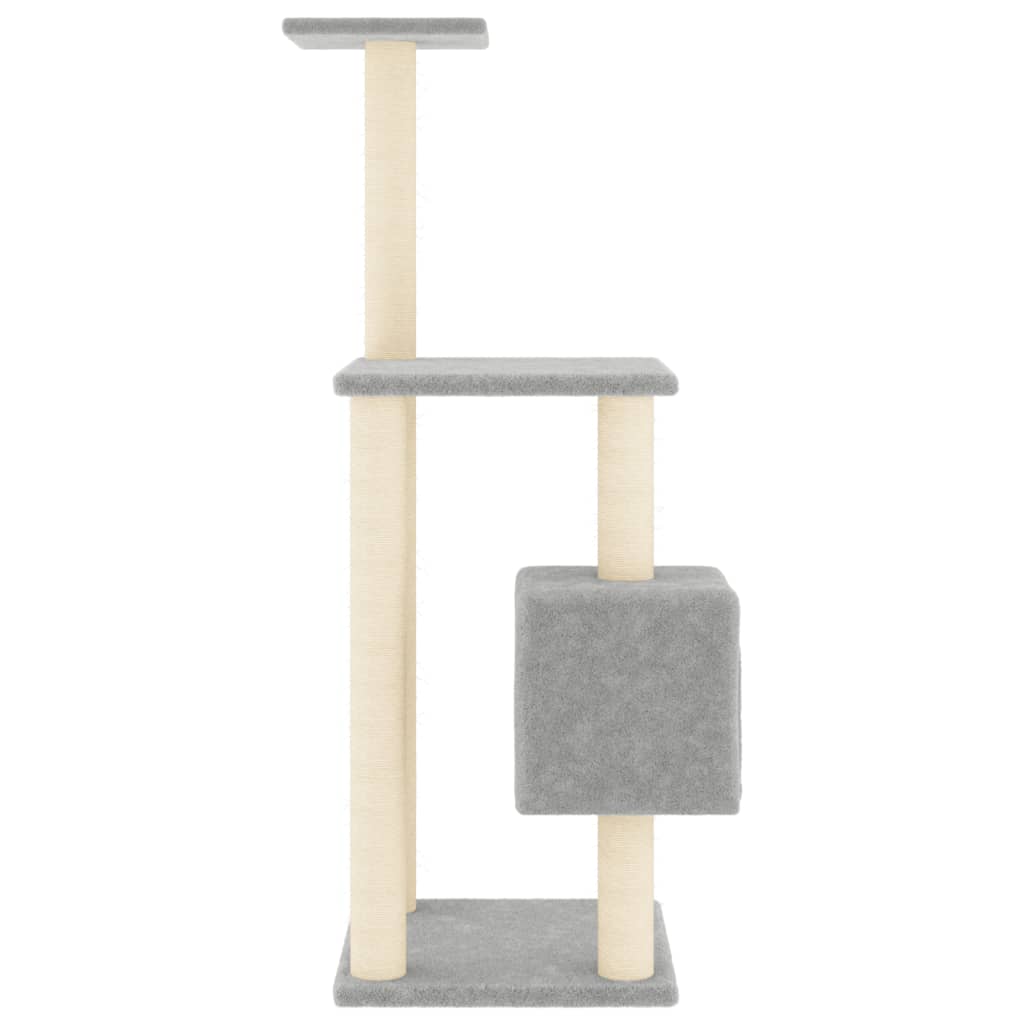 vidaXL Cat Tree with Sisal Scratching Posts Light Grey 104 cm