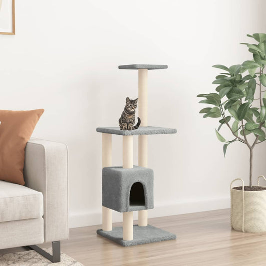 vidaXL Cat Tree with Sisal Scratching Posts Light Grey 104 cm