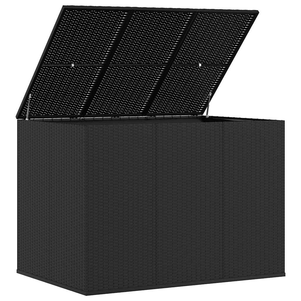 Garden Cushion Box PE Rattan 145x100x103 cm Black