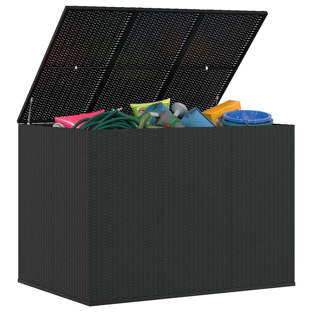 Garden Cushion Box PE Rattan 145x100x103 cm Black