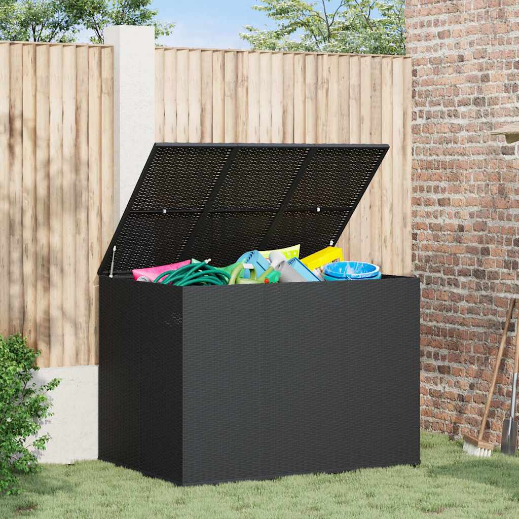 Garden Cushion Box PE Rattan 145x100x103 cm Black