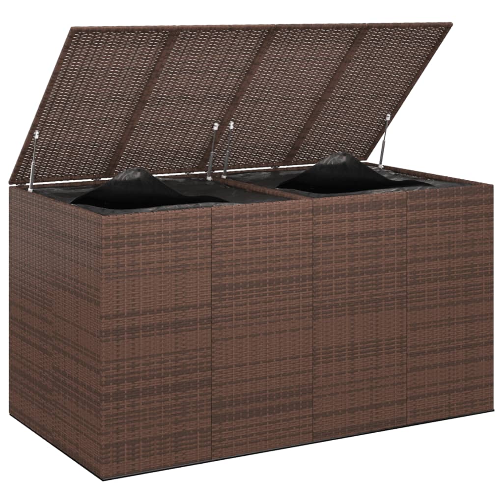 vidaXL Garden Cushion Box PE Rattan 194x100x103 cm Brown