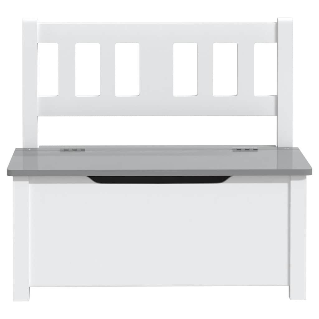 vidaXL Children Storage Bench White and Grey 60x30x55 cm MDF