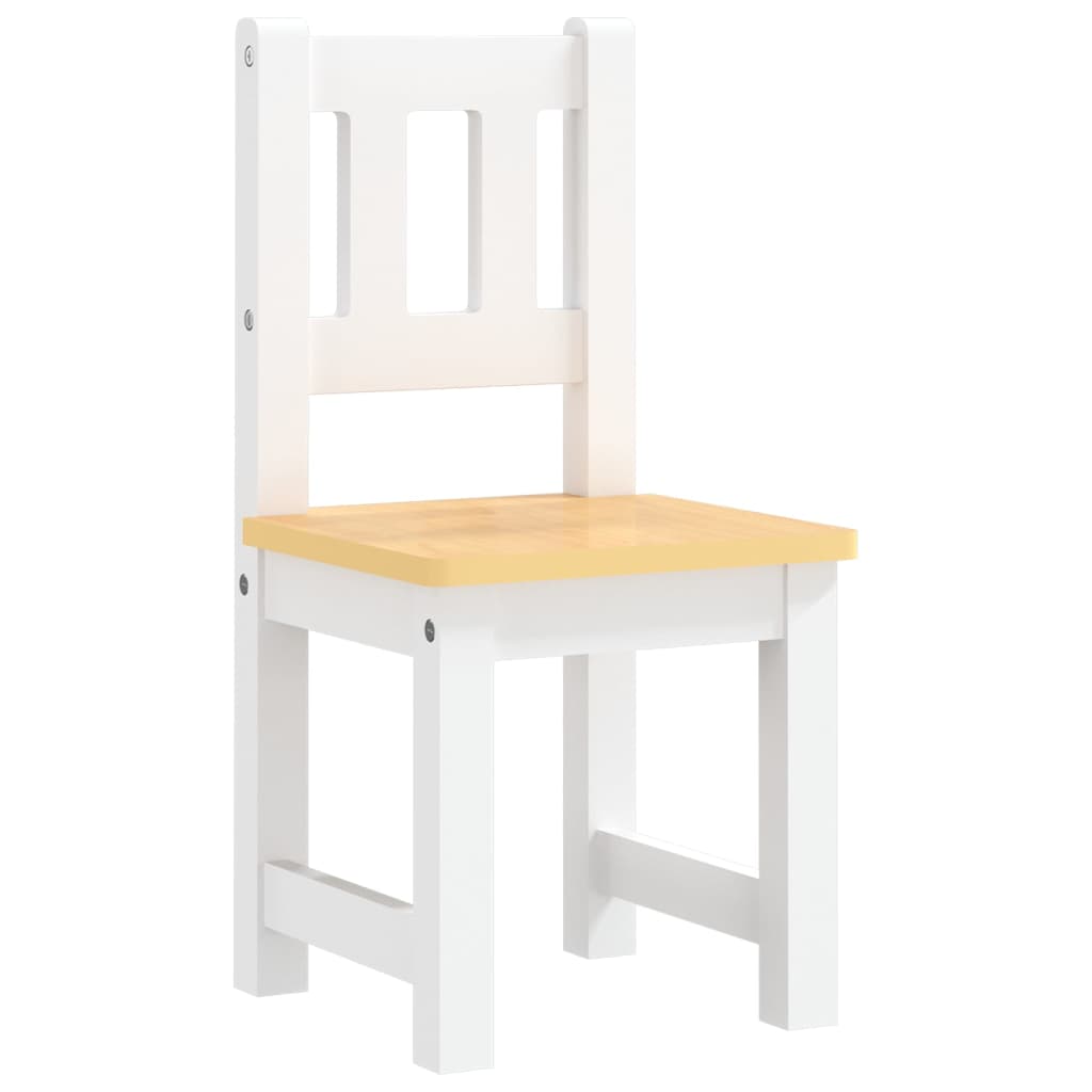 vidaXL 3 Piece Children Table and Chair Set White and Beige MDF