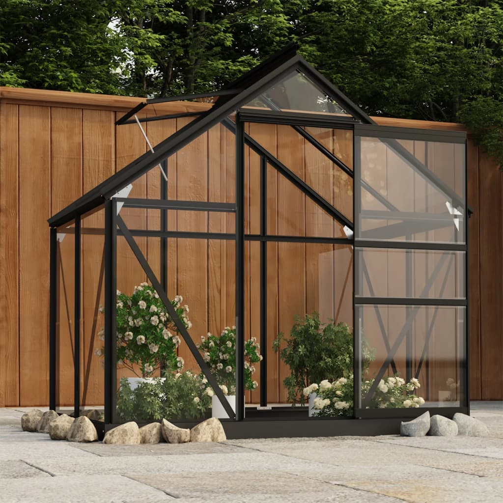 vidaXL Glass Greenhouse Anthracite 155x103x191 cm Aluminium