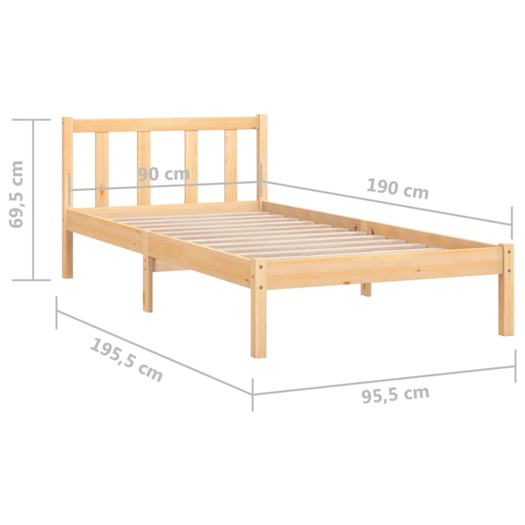 Bedframe massief grenenhout 90x190 cm 3FT eenpersoons