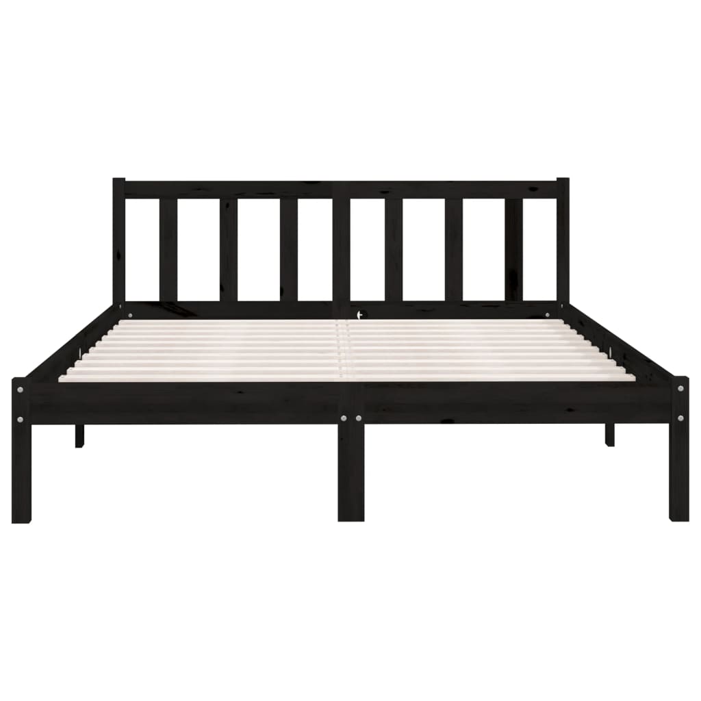 vidaXL Bed Frame without Mattress Black Solid Wood Small Double