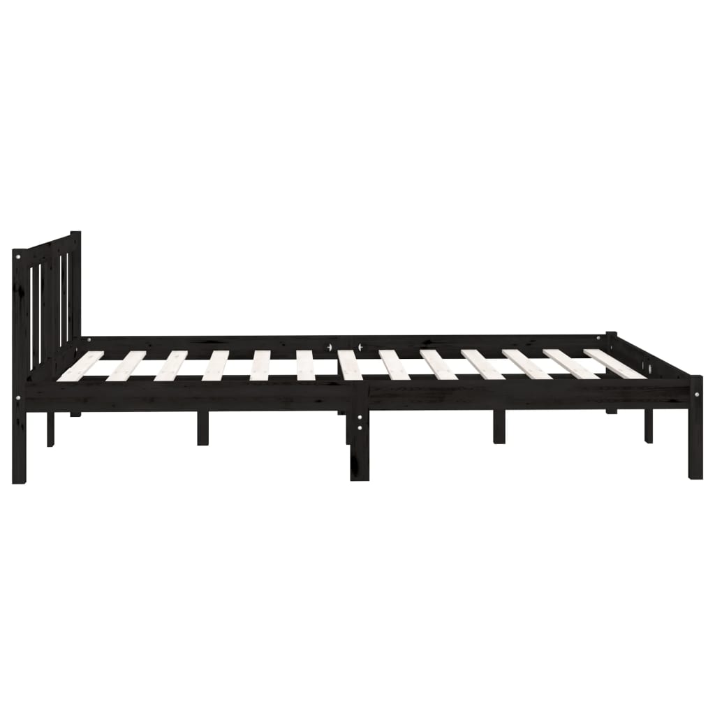 vidaXL Bed Frame without Mattress Black Solid Wood Small Double