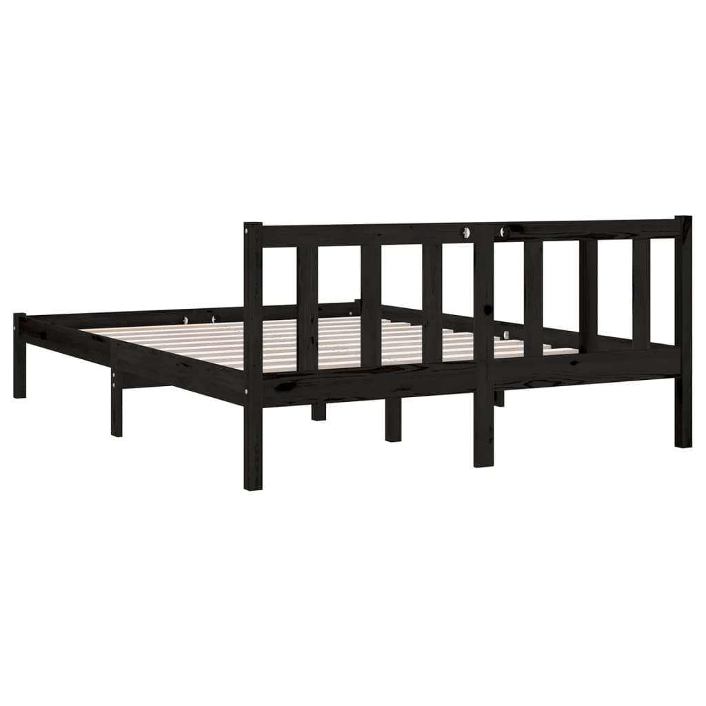 vidaXL Bed Frame without Mattress Black Solid Wood Small Double