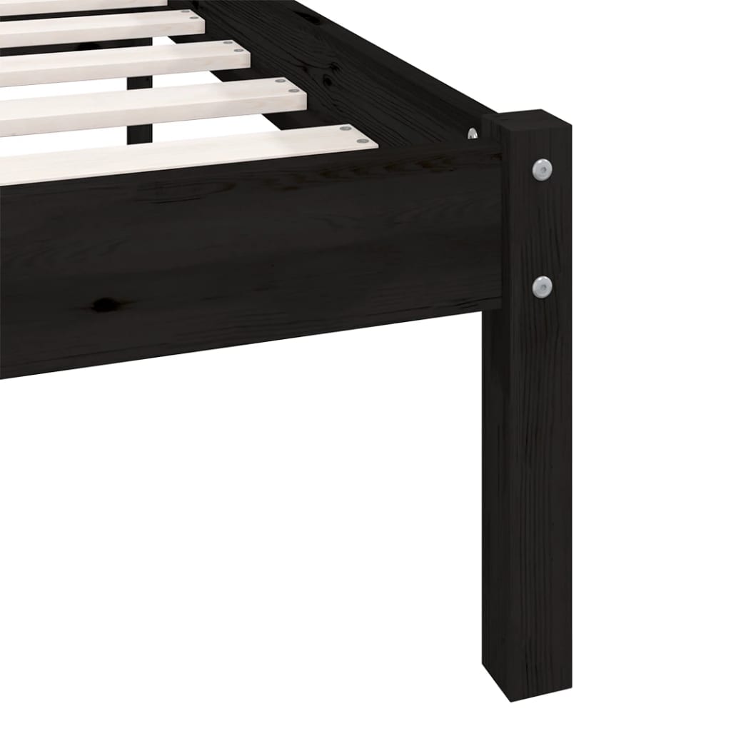 vidaXL Bed Frame without Mattress Black Solid Wood Small Double