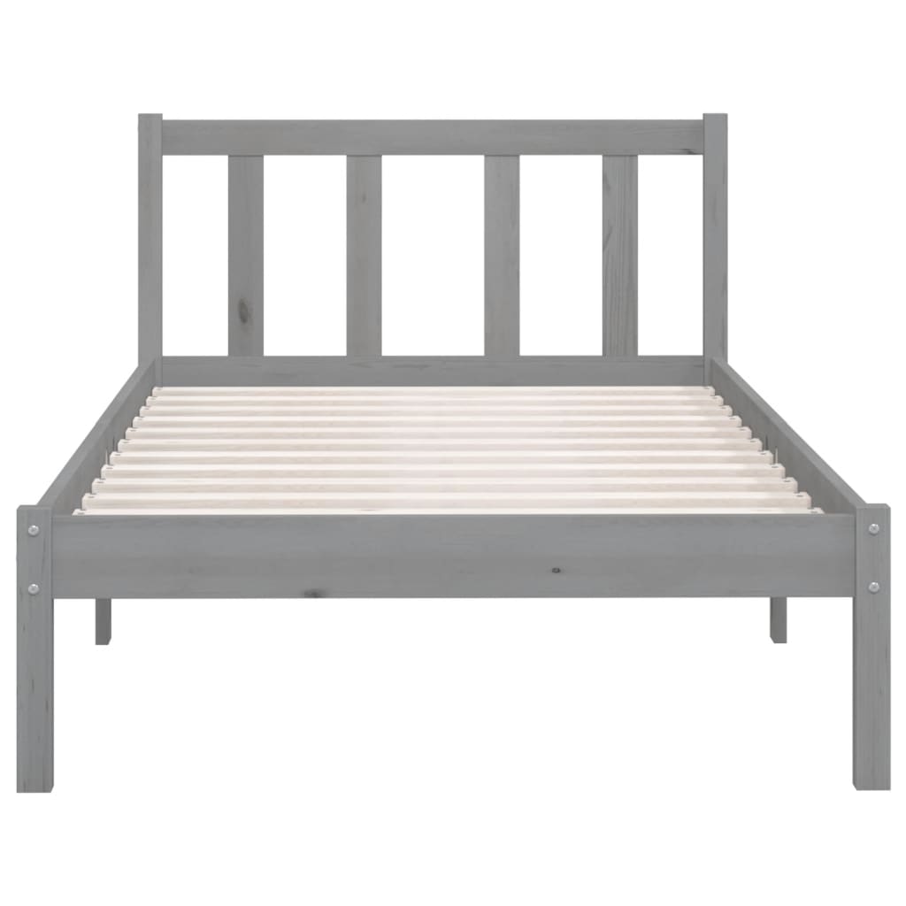 810069 vidaXL Bed Frame without Mattress Grey Solid Wood 90x200 cm