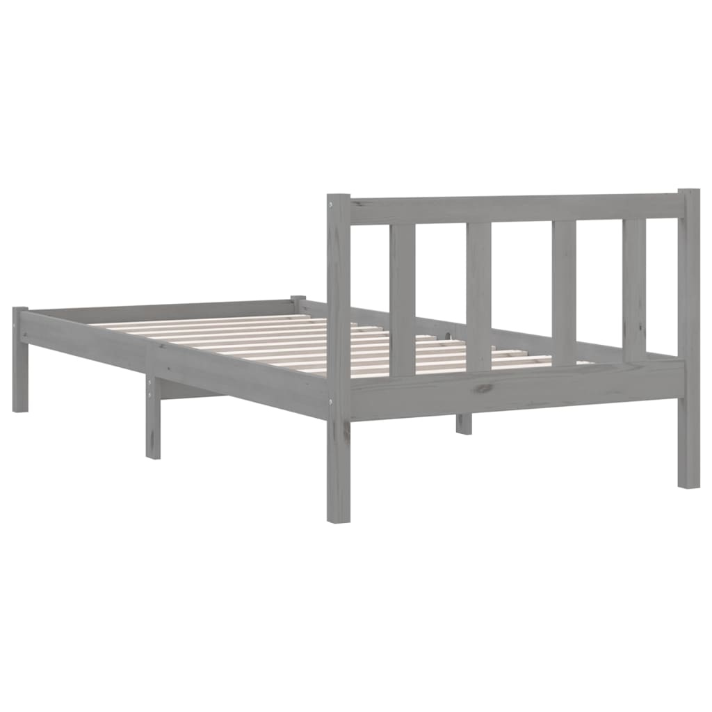 810069 vidaXL Bed Frame without Mattress Grey Solid Wood 90x200 cm