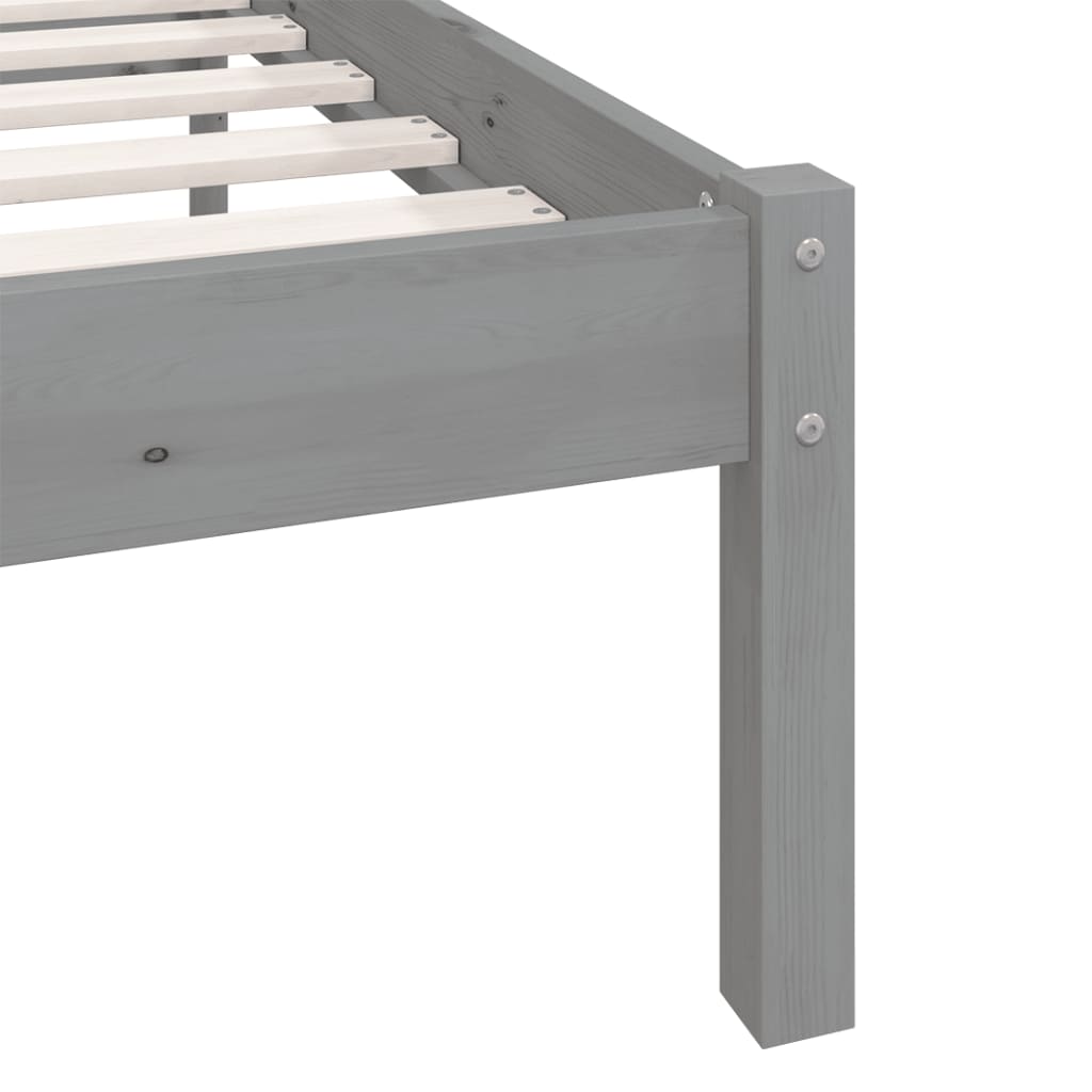 810069 vidaXL Bed Frame without Mattress Grey Solid Wood 90x200 cm