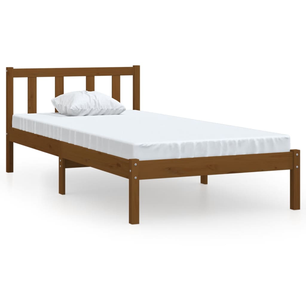 810070 vidaXL Bed Frame without Mattress Honey Brown Solid Wood 90x200 cm