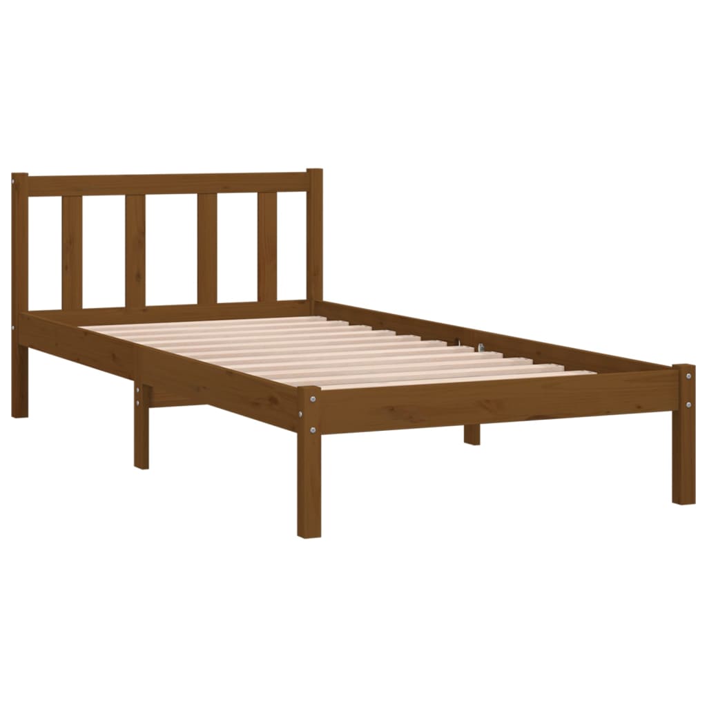 810070 vidaXL Bed Frame without Mattress Honey Brown Solid Wood 90x200 cm