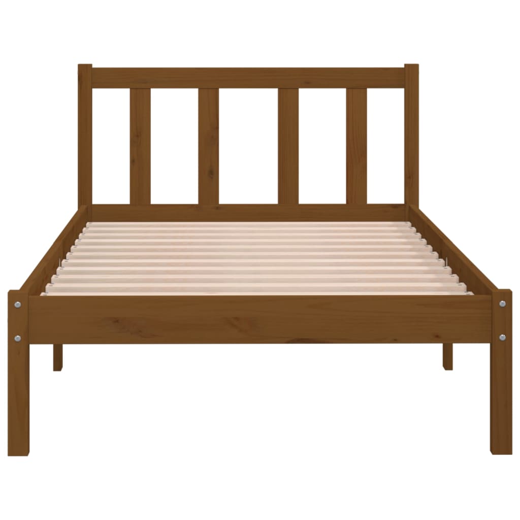 810070 vidaXL Bed Frame without Mattress Honey Brown Solid Wood 90x200 cm