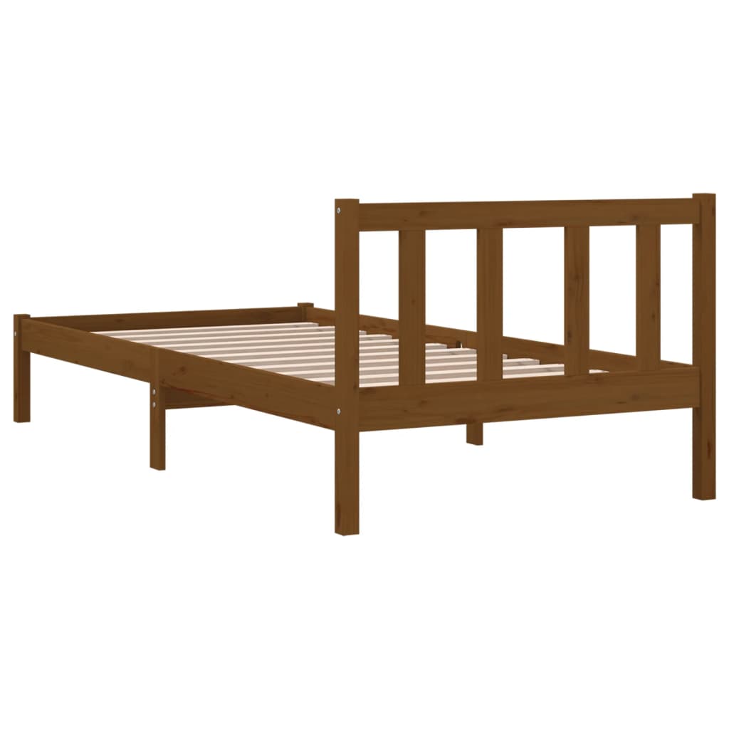 810070 vidaXL Bed Frame without Mattress Honey Brown Solid Wood 90x200 cm