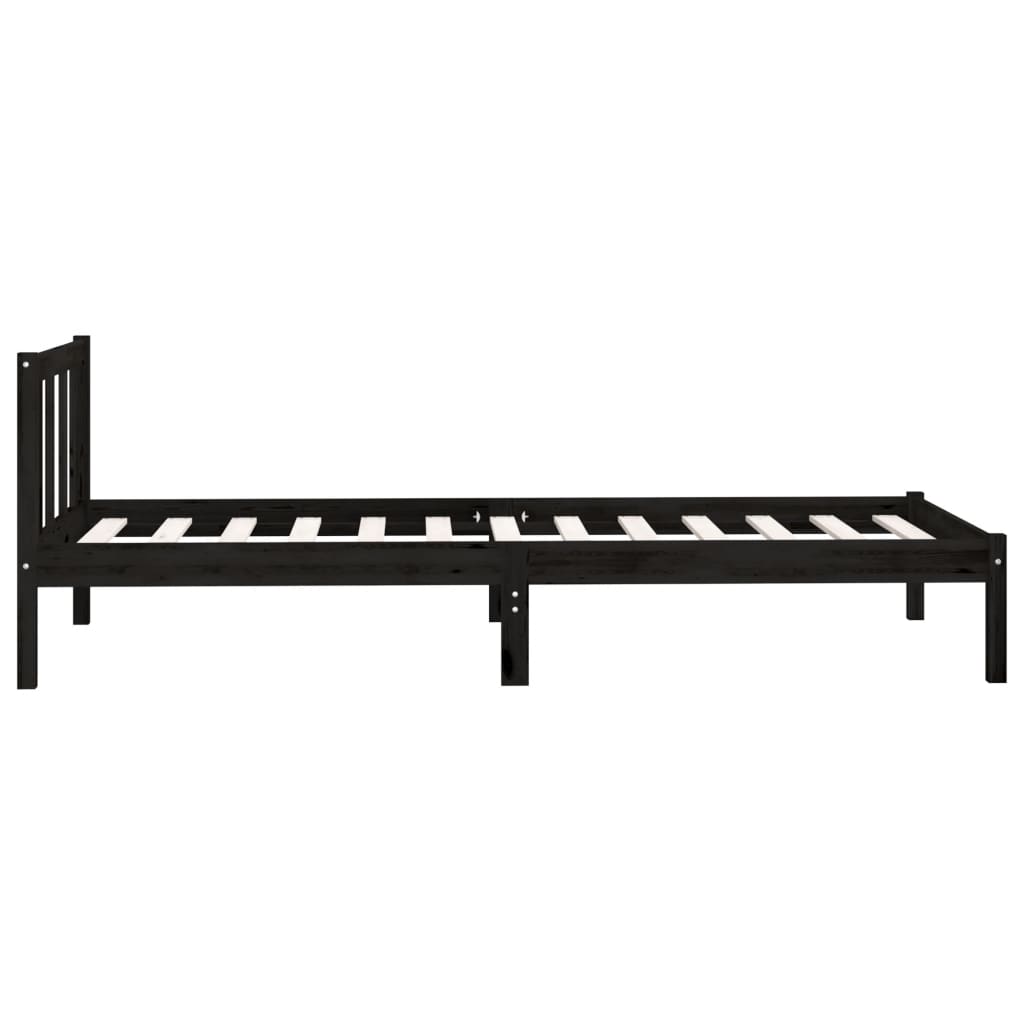 810071 vidaXL Bed Frame without Mattress Black Solid Wood 90x200 cm