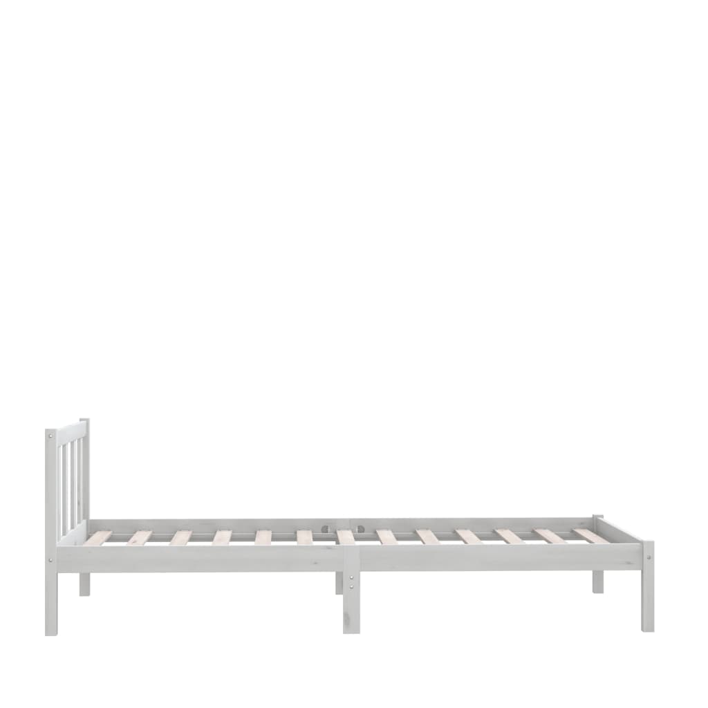 810073 vidaXL Bed Frame without Mattress White Solid Wood 100x200 cm