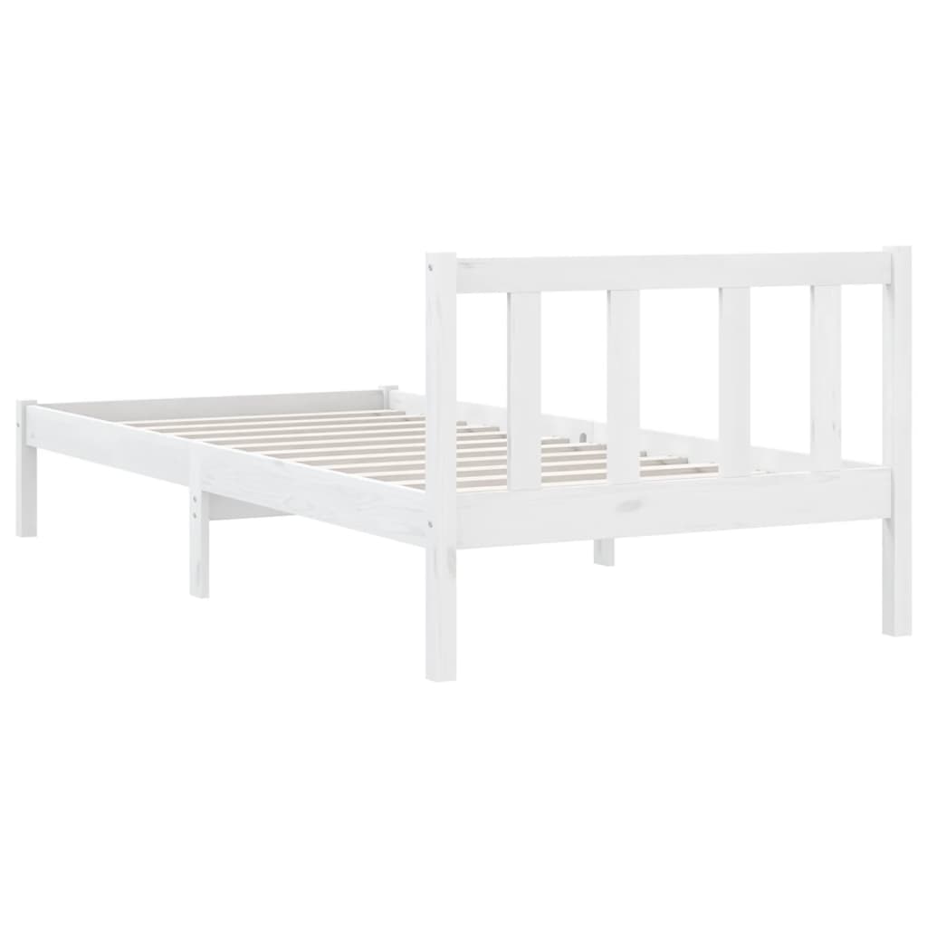 810073 vidaXL Bed Frame without Mattress White Solid Wood 100x200 cm