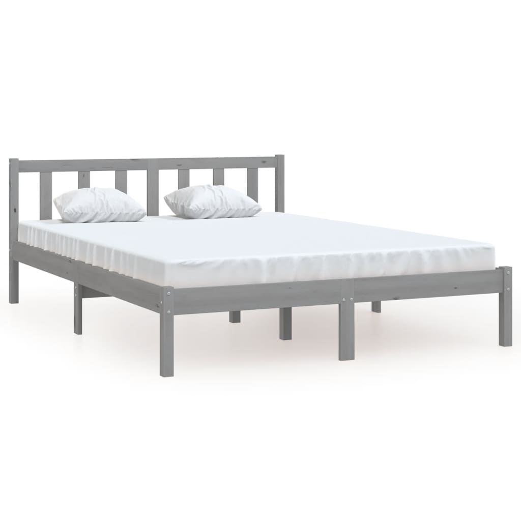 810084 vidaXL Bed Frame without Mattress Grey Solid Wood 140x200 cm