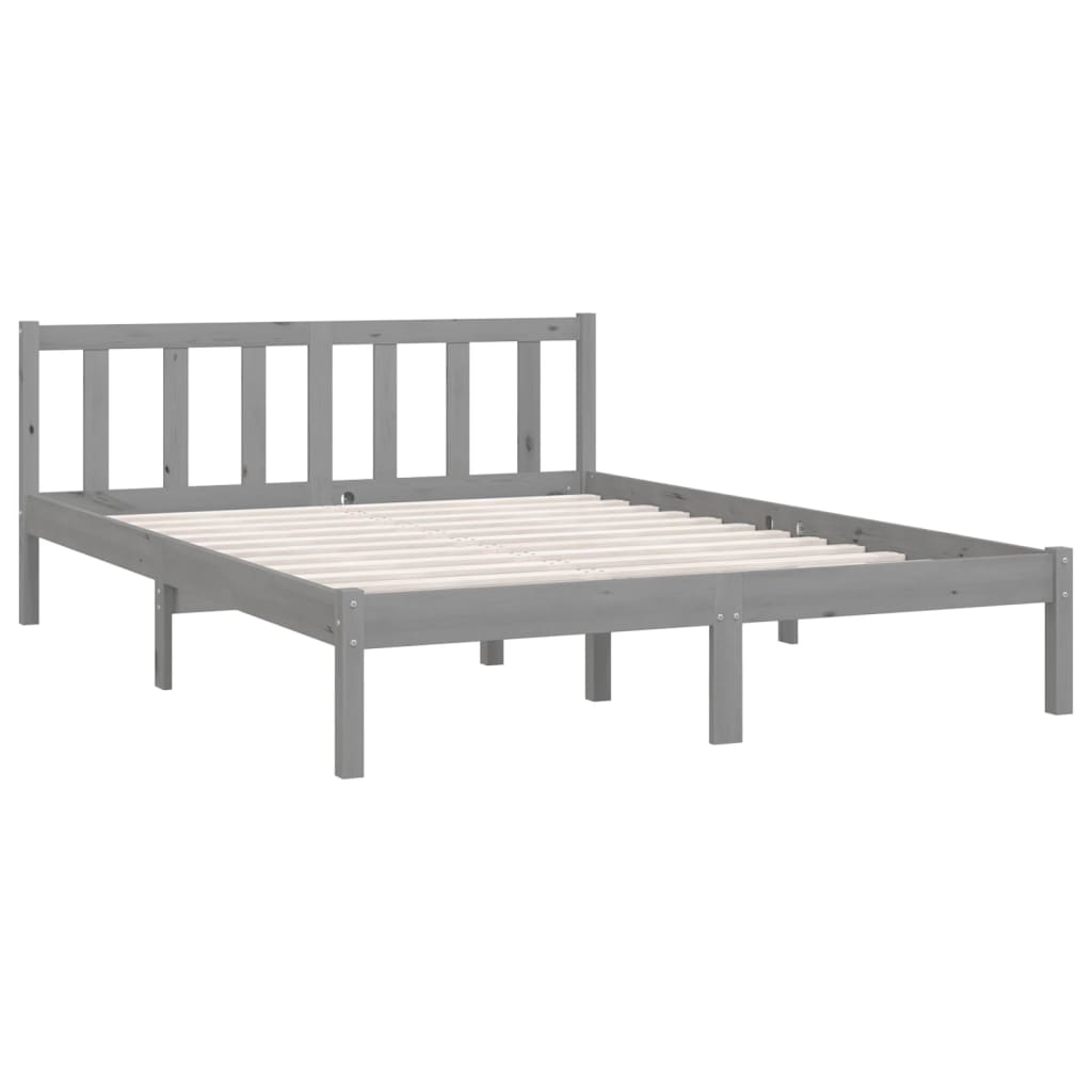 810084 vidaXL Bed Frame without Mattress Grey Solid Wood 140x200 cm