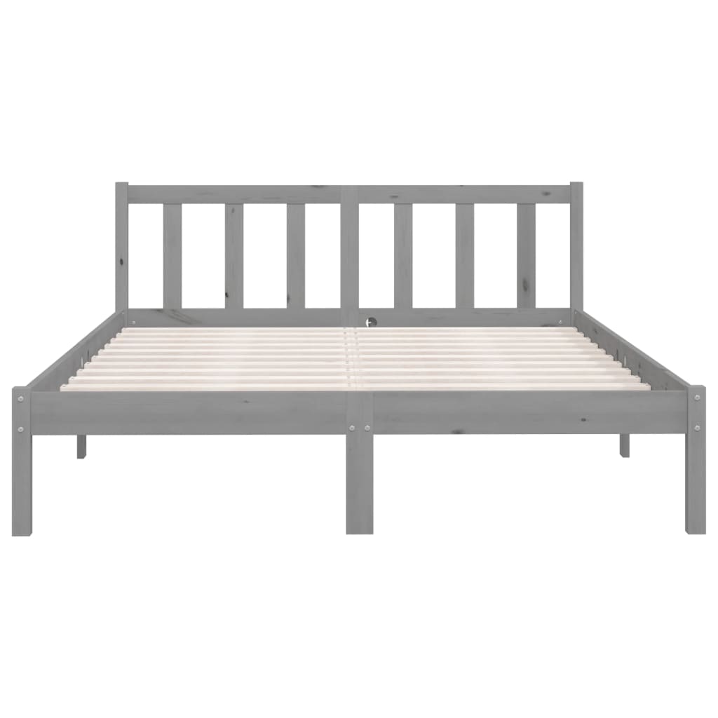 810084 vidaXL Bed Frame without Mattress Grey Solid Wood 140x200 cm