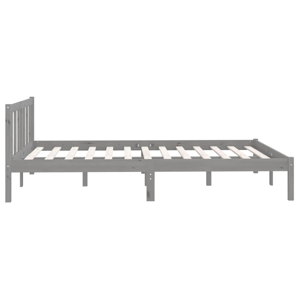 810084 vidaXL Bed Frame without Mattress Grey Solid Wood 140x200 cm