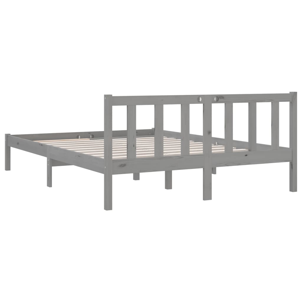 810084 vidaXL Bed Frame without Mattress Grey Solid Wood 140x200 cm