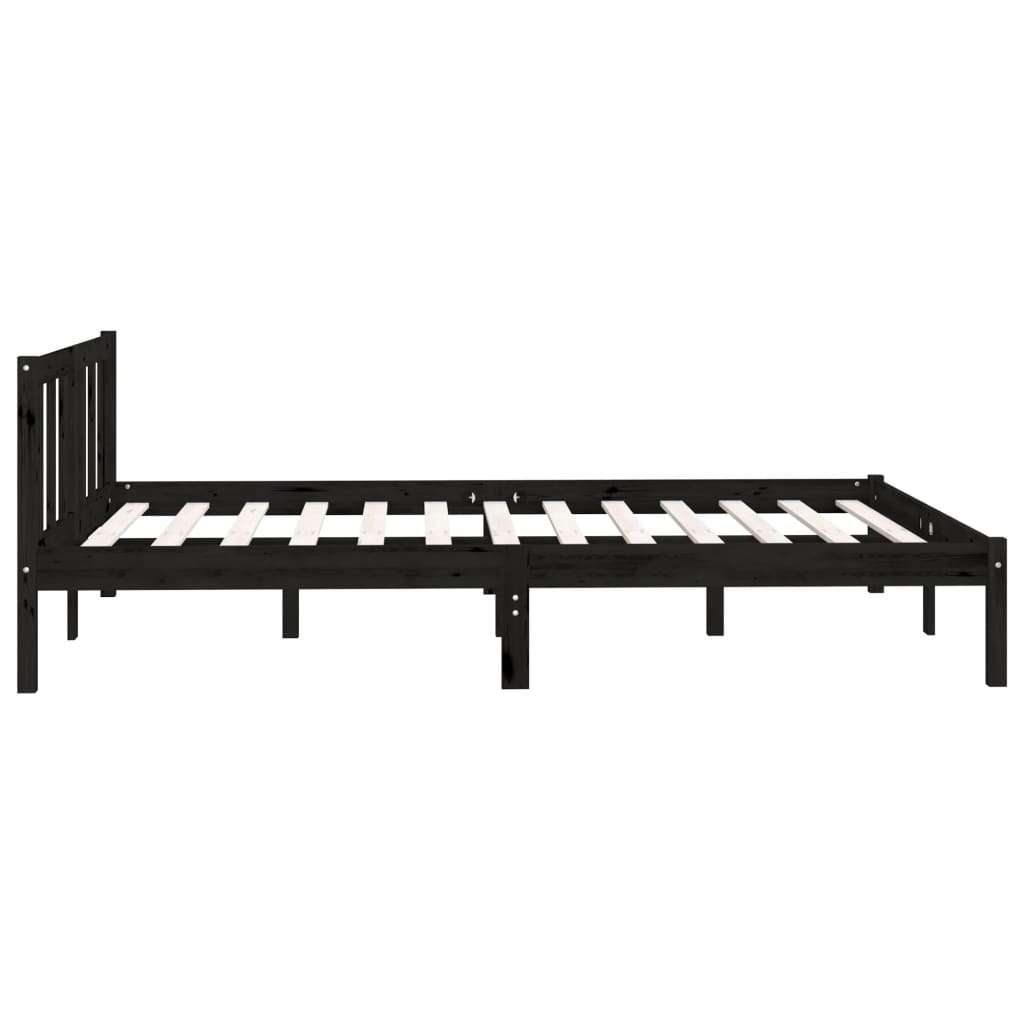 810086 vidaXL Bed Frame without Mattress Black Solid Wood 140x200 cm