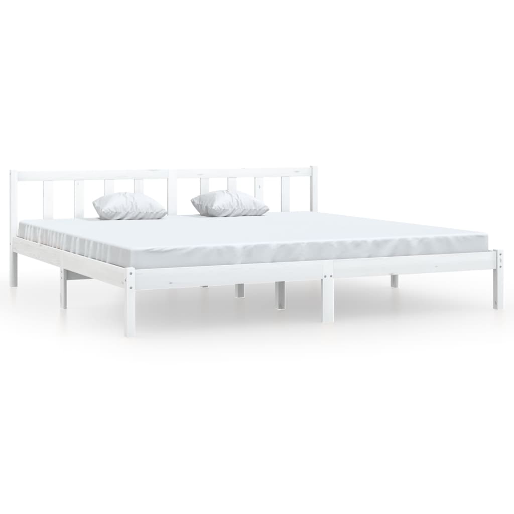 810103 vidaXL Bed Frame without Mattress White Solid Wood 200x200 cm